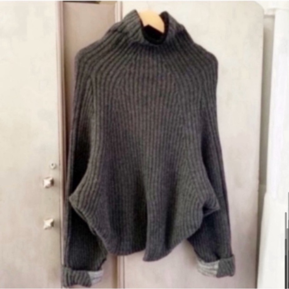TOGA Pulla Wool Blend Draped Neck Raglan Rib Knit Sweater - Picture 8 of 8